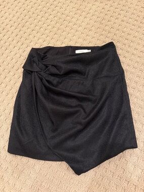 Lush Black Shimmer Knot-Front Mini Skirt